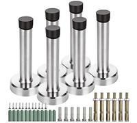 ASelected Tope de puerta, paquete de 6 topes de puerta, protector de pared de acero inoxidable, topes de puerta para zócalos con punta de parachoques de goma, con tornillos de montaje y anclajes,