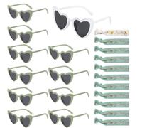 ASFWAGQ Juego de 22 accesorios jga JGA Bride to Be Heart Gafas de Sol Corazón 11 Unidades Equipo de Novia Pulseras 11 Mujeres para Boda (Verde)