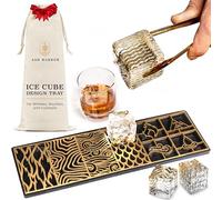 Ash Harbor - Bandeja transparente de diseño para hacer cubitos de hielo, moldes de hielo modernos para bourbon y cócteles en 5 segundos, sello de cubo de molde de whisky, accesorios de camarero