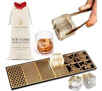 Ash Harbor - Moldes de hielo transparentes para cubitos - Sello de cubo de molde de whisky - Accesorios de camarero - Para bourbon y cócteles