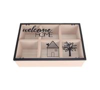 ASHATA Caja de Almacenamiento Elegante con Soporte para Bolsas de té de Madera con 6 Compartimentos, Ideal para Mostradores y Cocinas (HOME)