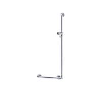 Asidero acodado KEUCO PLAN Care con guía de ducha, anchura 565 mm, altura 1265 mm, 34906170411, Color: Aluminio anodizado plata/cromado