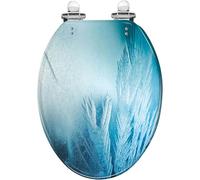 Asiento de inodoro alargado con bisagras de liberación rápida para baño. | Material de resina de vidrio hielo, incluye tapa, fácil de instalar y limpiar, se adapta a inodoros alargados estándar.