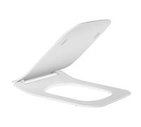 Asiento de inodoro alargado de cierre lento, material de resina, base giratoria de 360°, diseño ergonómico, bisagras de liberación rápida para una fácil instalación, color blanco