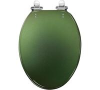Asiento de inodoro alargado, de resina verde oliva para baño. | Acabado de vidrio esmerilado, se adapta a inodoros alargados estándar, fácil de instalar para uso diario en el baño.