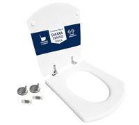 Asiento de inodoro compatible con Dama Senso Roca con bisagras | Asiento de inodoro de madera recubierta de resina de poliéster blanco brillante | Fijación superior | Hydro Home