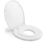 Asiento de inodoro con asiento infantil magnético - Con sistema de seguridad anticaídas y bisagra ajustable - Asiento de inodoro de polietileno para adultos y niños - Forma en "O"