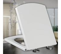 Asiento de inodoro con cierre suave, Asiento de inodoro cierre suave y liberación rápida, tapa con fijación superior cuadrada(39.5~46.5 * 34.5cm)