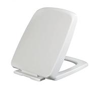 Asiento de inodoro con cierre suave, Tapa de inodoro cuadrada cierre suave, color blanco, con liberación rápida y fijación superior, antigolpes(06B)