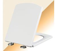 Asiento de inodoro con cierre suave, Tapa de inodoro cuadrada resistente cierre suave con fijación superior y tapa cubierta(37 * 47cm)