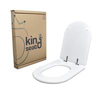 Asiento de inodoro con forma de D compatible con Fiorle, de alta calidad, fabricado en MDF certificado, 100 % fabricado en Italia, que dura en el tiempo.