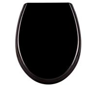 Asiento de inodoro con sistema de cierre automático, de uso universal, disponible en diversos diseños de colores, fabricado en duroplástico de color