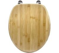 Asiento de inodoro de bambú, natural, universal, con bisagras de metal cromado, Gelco, accesorios para el baño