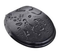 Asiento de inodoro de MDF con diseño de gotas de agua, asiento de inodoro | Diseño de gotas de agua, MDF resistente, bisagras cromo-zinc, apertura 28 x 24 cm, altura 5 cm, limpieza fácil
