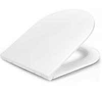 Asiento de inodoro en forma de D - Asiento de inodoro con cierre suave - Fijación rápida - Universal - Urea - Blanco