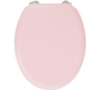 Asiento de inodoro, modelo Dolce de Gelco Design, bisagras de acero inoxidable, forma de madera, color rosa cristal, dimensiones: 37 cm de largo x 47 cm de ancho x 6 cm de alto