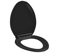 Asiento de inodoro negro con cierre suave, liberación rápida, polipropileno | Cierre lento, desmontaje fácil, polipropileno durable, uso doméstico y profesional, cuenco estándar