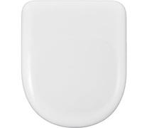 Asiento de inodoro universal y desmontable de Unyqoos®, fabricado con ecopolímero de alta calidad, con forma redonda en la parte delantera, bisagras ajustables y sistema de fijación superior para faci