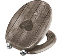 Asiento de inodoro Unyqoos® con diseño en forma de corazón, ovalado, núcleo de fibra de madera MDF, bisagras de acero inoxidable, resistente hasta 150 kg, fácil de limpiar