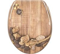 Asiento de inodoro Unyqoos® de duroplástico con sistema de cierre suave, tapa de inodoro decorativa, bisagras de acero inoxidable, antideslizante, resistente hasta 175 kg, 45,5 x 37,1 cm (forma ovalad