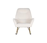 Asiento, de poliéster metal, mecedora poliéster borreguito, en color blanco dorado, medidas 73x75x97 cm Fijalo