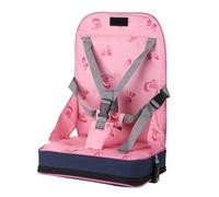 Asiento Elevador de Silla Portátil Plegable Rosa para Niño | Correas Seguras y Liberación Rápida, Tela de Fibra Nailon y Esponja, Diseño Reducido para Comedor