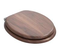 Asiento inodoro MDF marrón 44 x 38 cm con cierre suave | Fijación estándar 13-18 cm, parachoques deslizante, solo interior, montaje requerido, apertura del asiento 28 x 24,5 cm