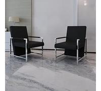 Asientos decorativos, sillón relax para salón,Sillón 2 uds. Estructura cromada de cuero sintético negro,Ideal para uso comercial y privado 53 x 69 x 73 cm (largo x ancho x alto)