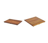 AsinoX Doccia Legno Marrone Grigliato Tarima de Ducha y baño, Madera, Natural, 50 x 70 cm + TEK4A5050 Tarima de Ducha y baño, Madera de Teca, marrón