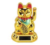 Asixxsix Gato de la Suerte, Gato de la Fortuna con Energía Solar 3.15 Pulgadas Riqueza Maneki Neko Feng Shui Decoración de Gato Ondulante para Hogares, Restaurantes, Hoteles, Regalo (Dorado)