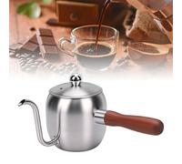 Asixxsix hervidor de cuello de ganso de acero inoxidable, 500ml Verter sobre hervidor de café con de madera, Boca de precisión para el control del flujo de agua, para viajes Camping (SILVER)