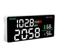 Asixxsix Medidor de Nivel de Ruido, Medidor de Decibelios 4 en 1 de 11 Pulgadas de Nivel de Sonido con WiFi para Aplicación Pantalla LED Grande para Aula, Fábrica en Casa