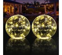 Askyli Luces flotantes para piscina, luces LED solares de color blanco cálido que flotan, bolas de piscina con luz impermeable IP68, luz flotante inflable de 15 pulgadas para decoración de piscinas