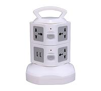 ASMEIR Tower Power Board Protector contra sobretensiones Vertical Multi-Socket 7/11/15/19 vías Enchufe Universal Enchufe 2 USB 3m Cable de extensión (Color : 2 Layers 2USB, Size : US Plug)