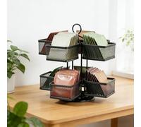 ASOUUNLD Caja para Té con 8 Compartimentos, Giratorio 360˚ para Bolsas de Té Organizador de Bolsas de Té Soporte de Almacenamiento para Bolsas de Té, para Infusiones Café Azúcar (2 Niveles)