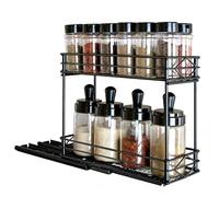 ASOUUNLD Organizador Deslizante de Especias de 2 Niveles, Especiero Cajón con Sistema de Rodamientos Especiero Deslizable, Fácil Instalación para Almacenar Frascos de Especias (26 x 22 x 11CM)