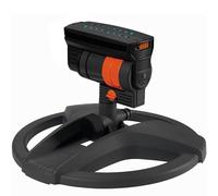 Aspersor ajustable con temporizador integrado y base pesada para un riego preciso, compatible con cualquier manguera, cuenta con 3 ajustes ajustables para evitar charcos y parches secos