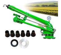 Aspersor de impacto con manómetro, pistola de riego de 2 pulgadas, riego giratorio de 360° para áreas grandes, caudal de 21-108 m3/h para riego de granja y jardín