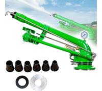 Aspersor de impacto con manómetro, pulverizador de riego giratorio de 360° para grandes áreas, rango de 95 a 187 pies, ideal para agricultura, césped, granjas y huertos