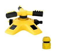 Aspersor Rotatorio de 360 Grados con Conector de 3/4 Pulgada | 1 Juego, Plástico Amarillo, Riego Hidráulico Automático, Pulverización Oblicua y Directa, para Granjas y Huertos