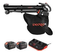 Aspirador Soplador de Jardín Dnipro-M DVB-200BC Dual 20V, Triturador 15:1 | Modo Turbo hasta 245 km/h de velocidad │ Bolsa recolectora de 45 litros │ Incluye 2 baterías 6Ah y cargador dual