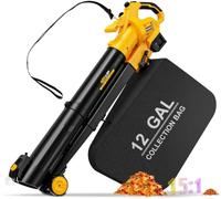 Aspiradora de hojas 3 en 1 inalámbrica con bolsa compatible con batería Dewalt de 20 V, trituradora de hojas eléctrica mejorada y aspiradora de hojas con bolsa de 45 L/12 galones, sopladores de hojas