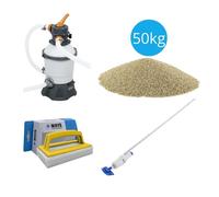 Aspiradora para piscinas con bomba de filtración de arena y cepillo de limpieza de plástico, ideal para piscinas grandes