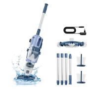 Aspiradora portátil para piscinas VEVOR, con una capacidad de 100 litros por minuto, inalámbrica, ideal para spas y jacuzzis. Incluye una varilla de extensión, tiene una autonomía de 60 minutos, ofrec
