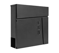 Assorted Collections Buzón de Pared, diseño Moderno con Ranura para periódicos, buzón con Cerradura y Tapa abatible con Cerradura Oculta, fácil de Instalar 37x10.5x37 cm (Negra)