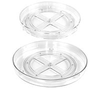 ASSRECT 2 Piezas Especiero Giratorio 23.5cm+27cm, Bandeja Giratoria 360° Transparente Pet, Organizador Cocina Nevera Armario Despensa, Lazy Susan Apilable para Condimentos, Frutas y Cosméticos
