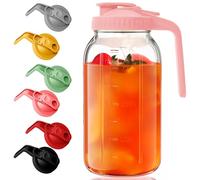 AsstarJTK Tarro Mason con tapa de boquilla en forma de V, jarra de té helado de 2 cuartos de galón, doble a prueba de fugas, jarra de fórmula de 64 onzas para leche materna, té solar, jugo, crema de