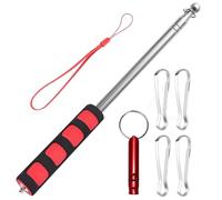 Astas Bandera Telescópicas,2.5mExtensible Asta de Bandera con 4 Clips,Rojo | Plegable Mastil Bandera para Guías de Viaje Enseñanza