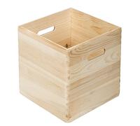 Astigarraga Caja de almacenaje de madera maciza de pino sin tapa 30x30x30 cm