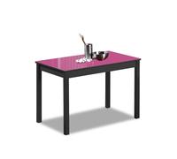 ASTIMESA - Mesa de Cocina con Tapa Cristal Color Fucsia- Estructura Negra- Ideal para Cocinas Pequeñas y Decoración Minimalista - Práctica para Organizar Espacios - Medidas: 100 cm x 60 cm.